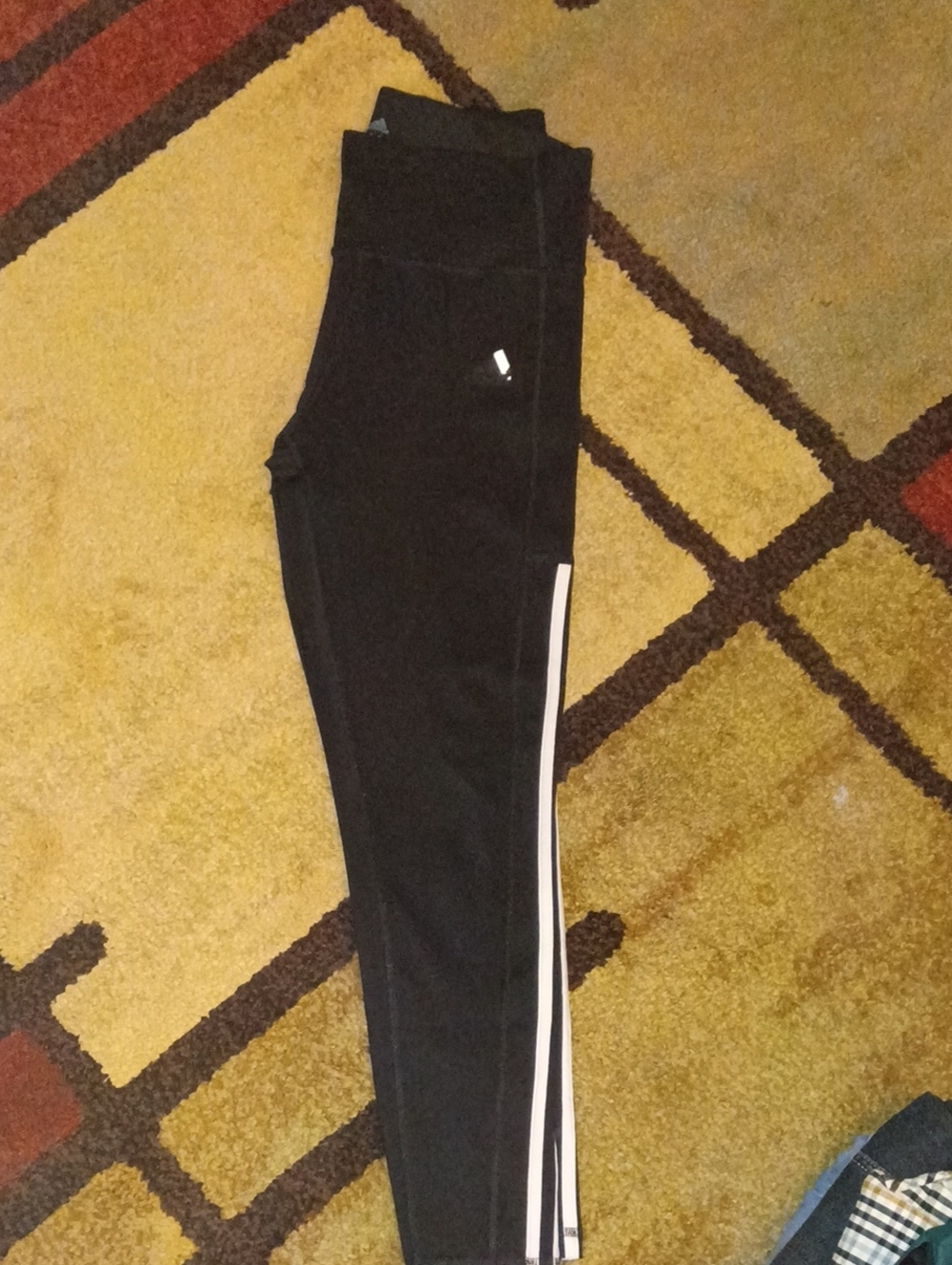 Adidas Black Athletic Leggings with Side Stripe Size Medium